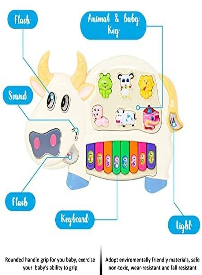 TEMSON Musical Cow Piano for Kids with Flashing Lights, 15 Keys and 3 Modes Animal Sounds - Image 4